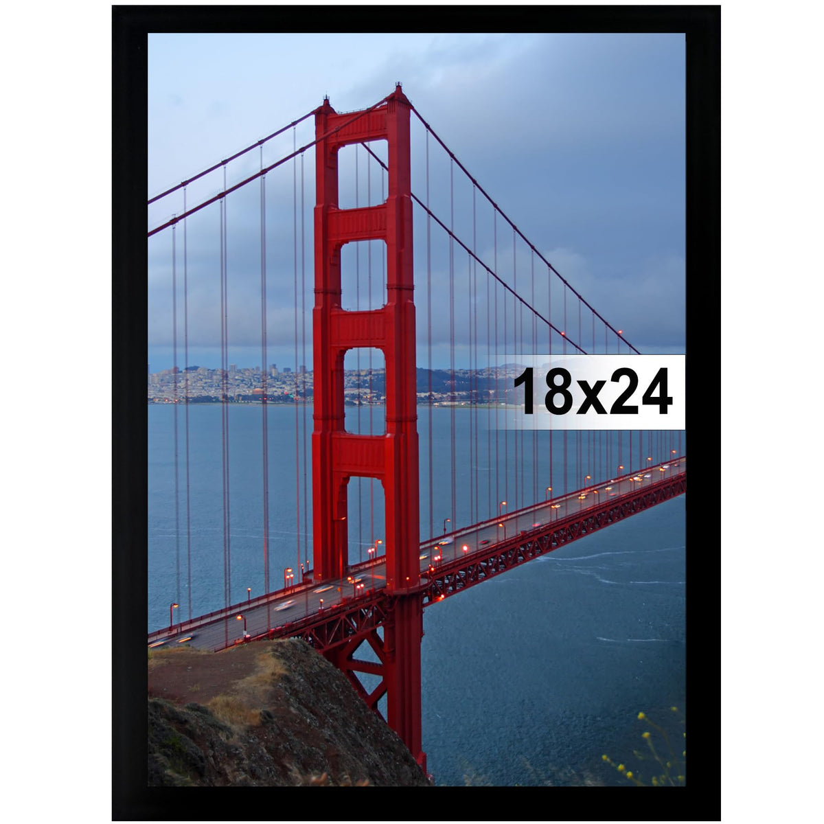 BESCRCL 18x24 frame black front displays a vivid photo for wall display.
