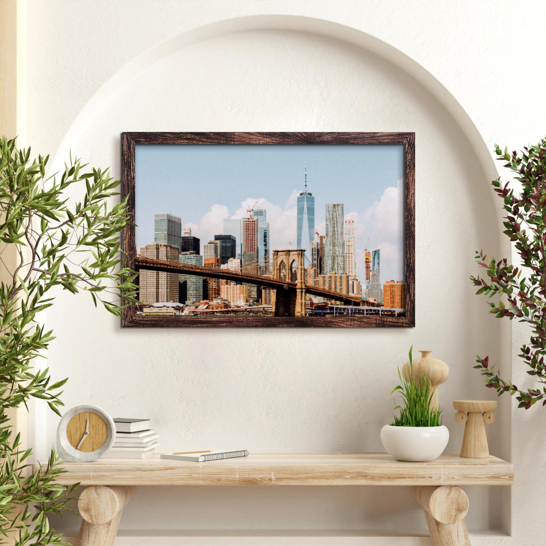 BESCRCL 20x30 brown frame with acrylic cover protects memories.