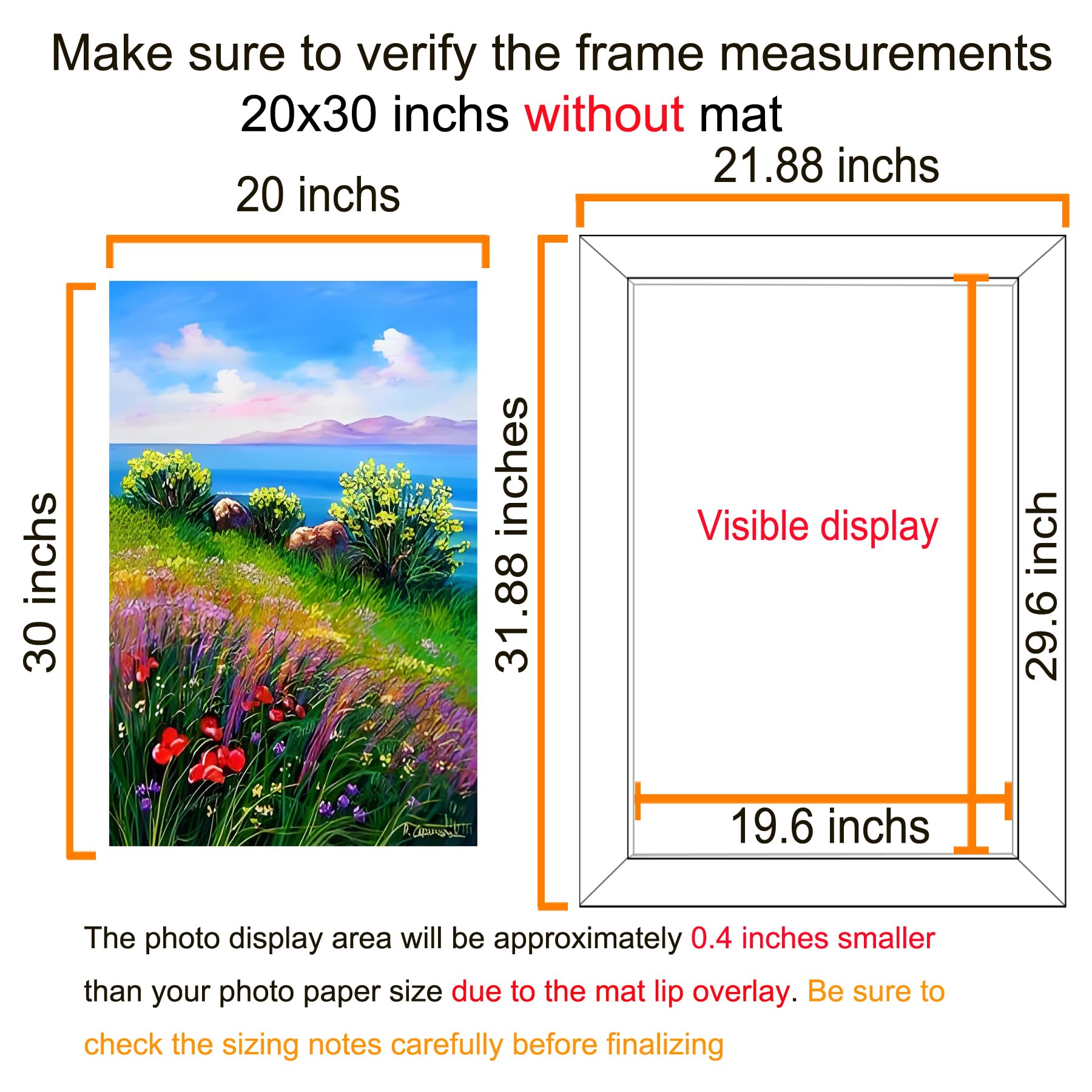 BESCRCL 20x30 brown frame side view showing slim profile for wall mounting.