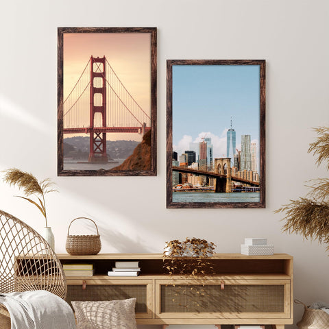 BESCRCL 20x30 brown frame for wall hanging.