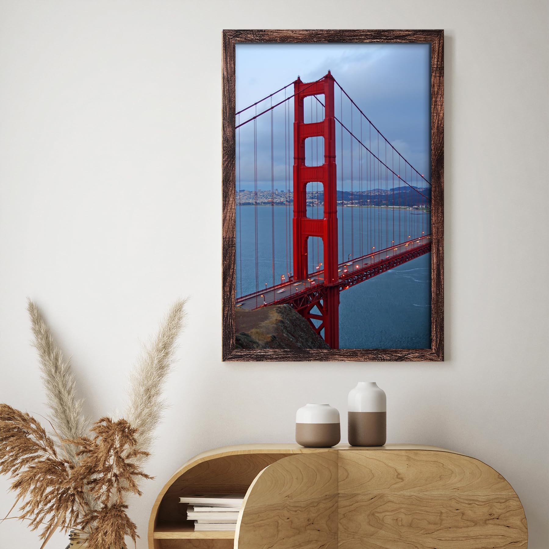 BESCRCL 20x30 brown frame with photo inserted for a ready display.