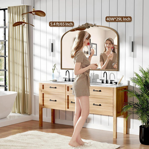 Besdomus Baroque Ornate Frame gold mirror adds dramatic wall presence.