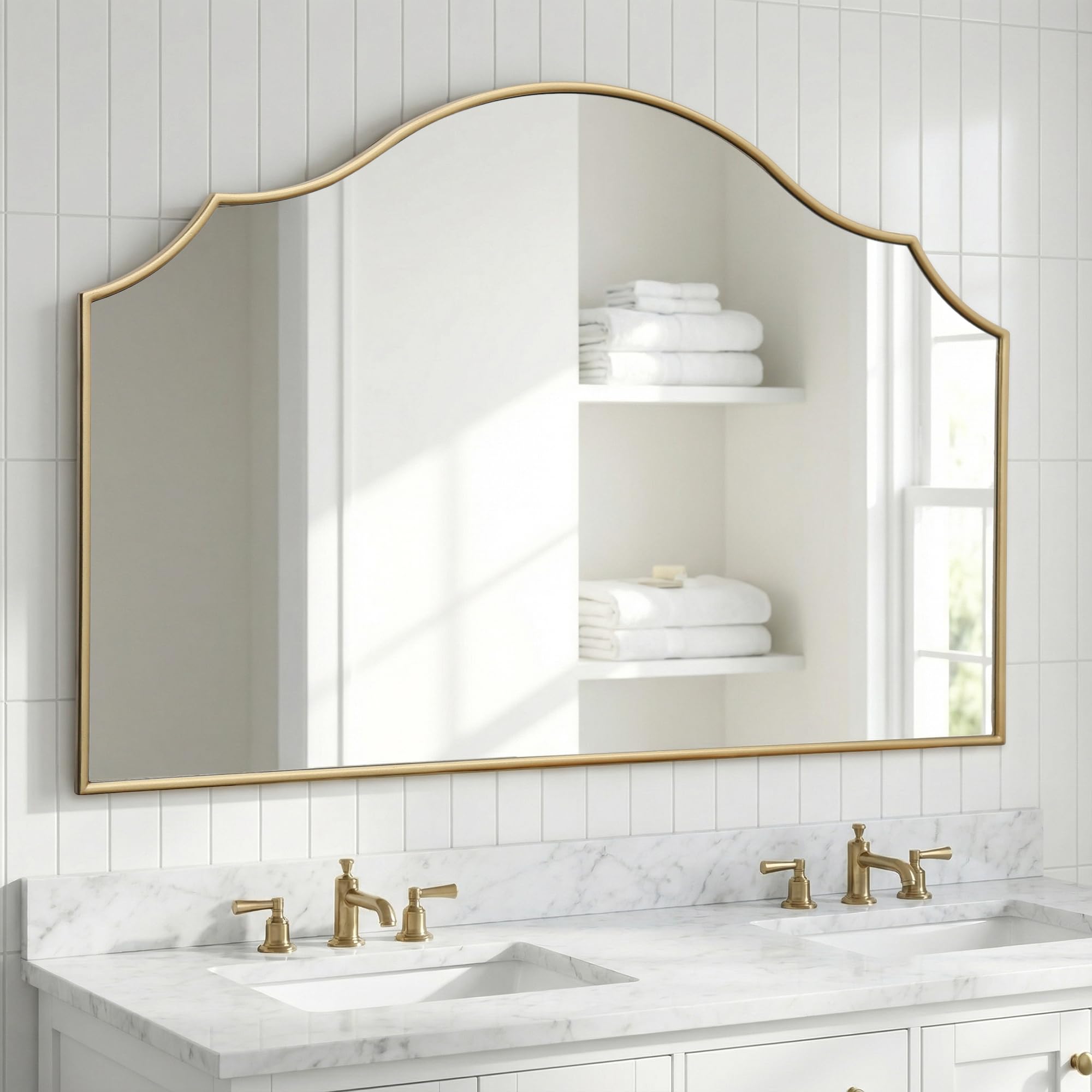 Besdomus entryway wall mirror with gold finish for quick stylish setup