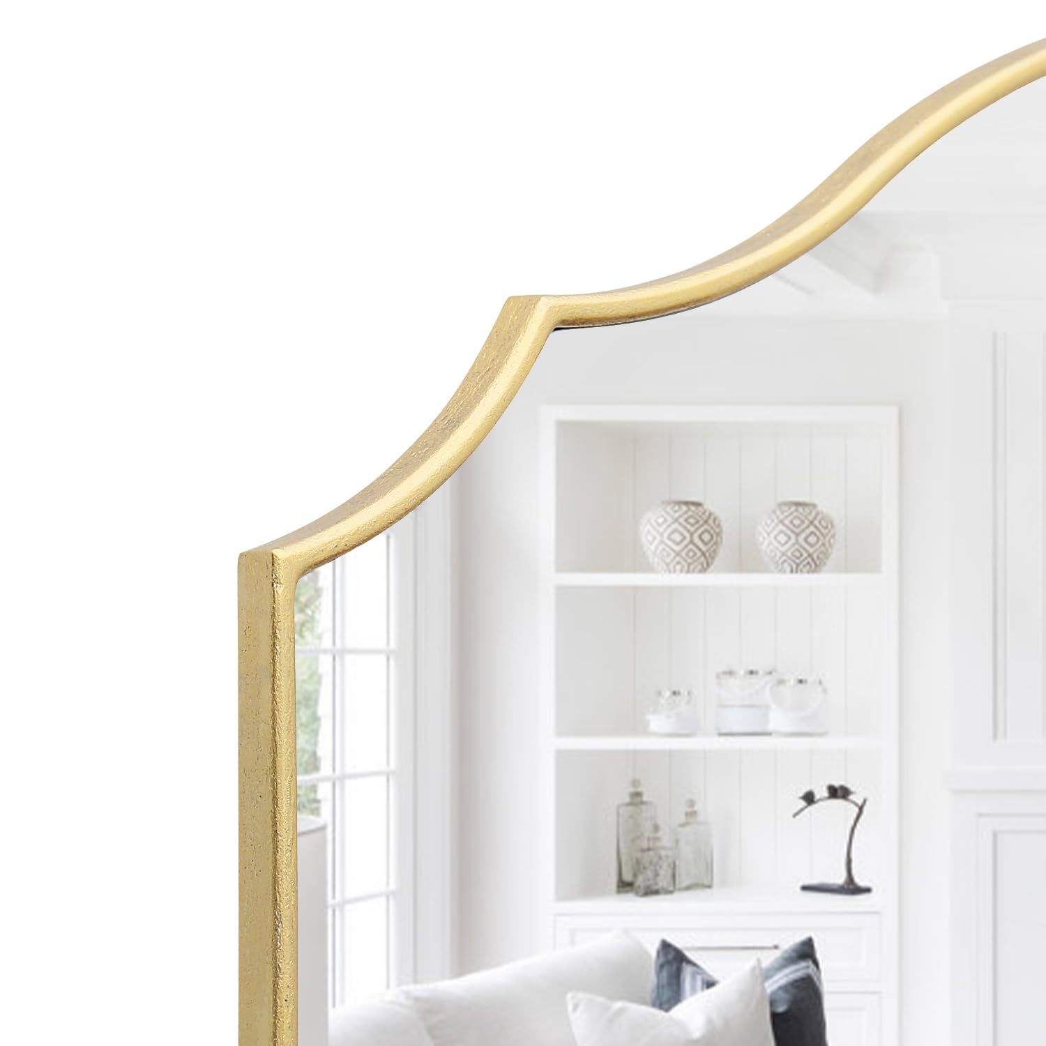 Besdomus gold scalloped mirror 35x26 size ideal for focal wall display