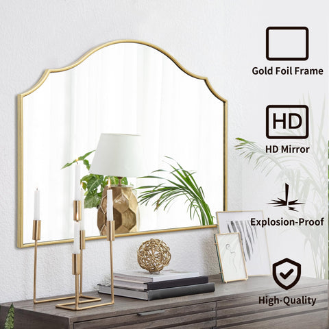 Besdomus gold scalloped mirror dresser mantel view enhances room sophistication and light