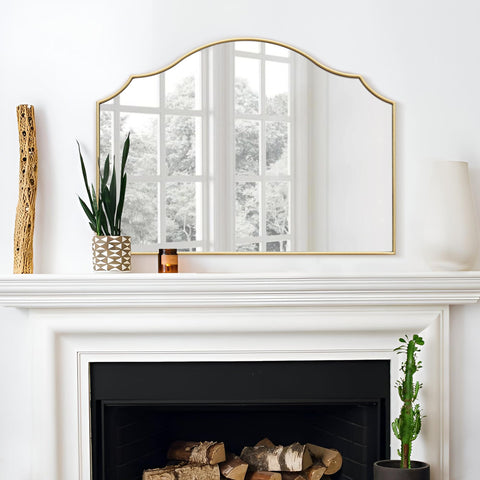 Besdomus gold scalloped mirror frame closeup reveals premium finish