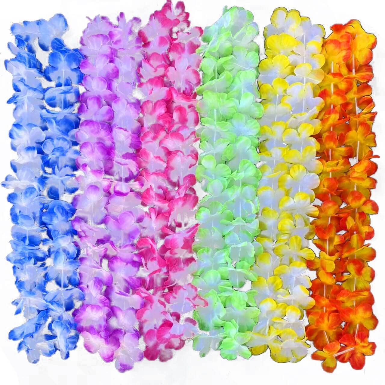 Besfony leis display bright color variety ideal for tropical party decor