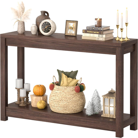 Besiost 47-inch farmhouse entry table front view highlights sturdy build and classic appeal