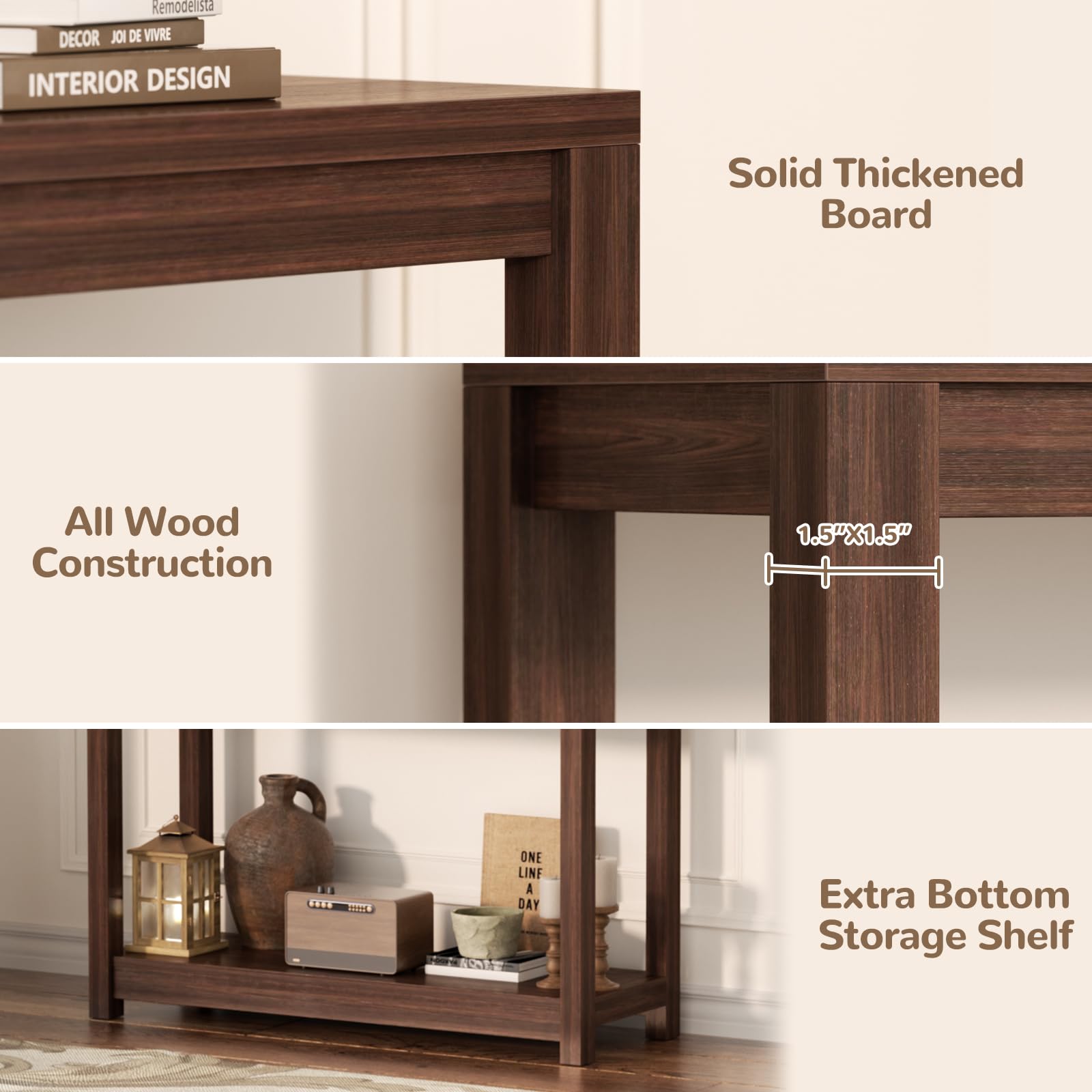 Besiost durable solid wood top and sturdy legs ensure long-lasting use