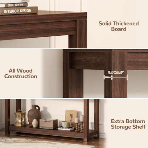 Besiost sofa table placed behind the couch for a practical living room setup