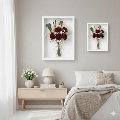 BeSlivewell tabletop display in an 8x10 deep black frame for mantles