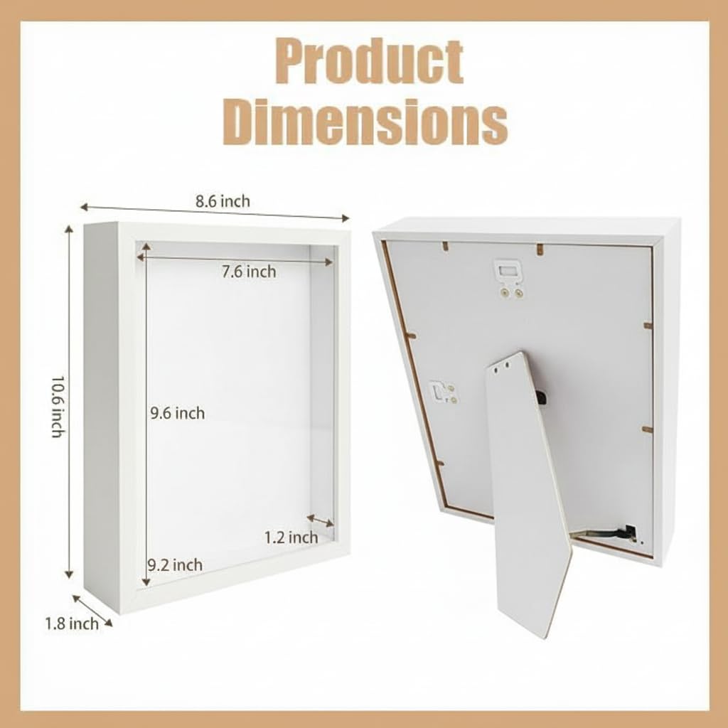 BeSlivewell 8x10 shadow box with wall mounting for gallery ready keepsakes