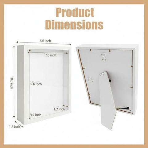 BeSlivewell 8x10 shadow box with wall mounting for gallery ready keepsakes