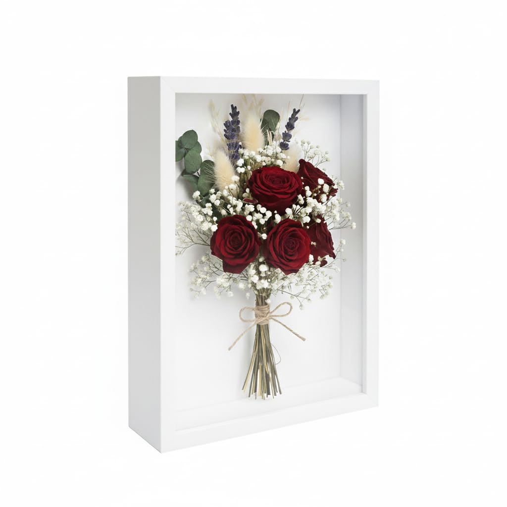 BeSlivewell shadow box featuring flowers displayed in the 8x10 deep black frame