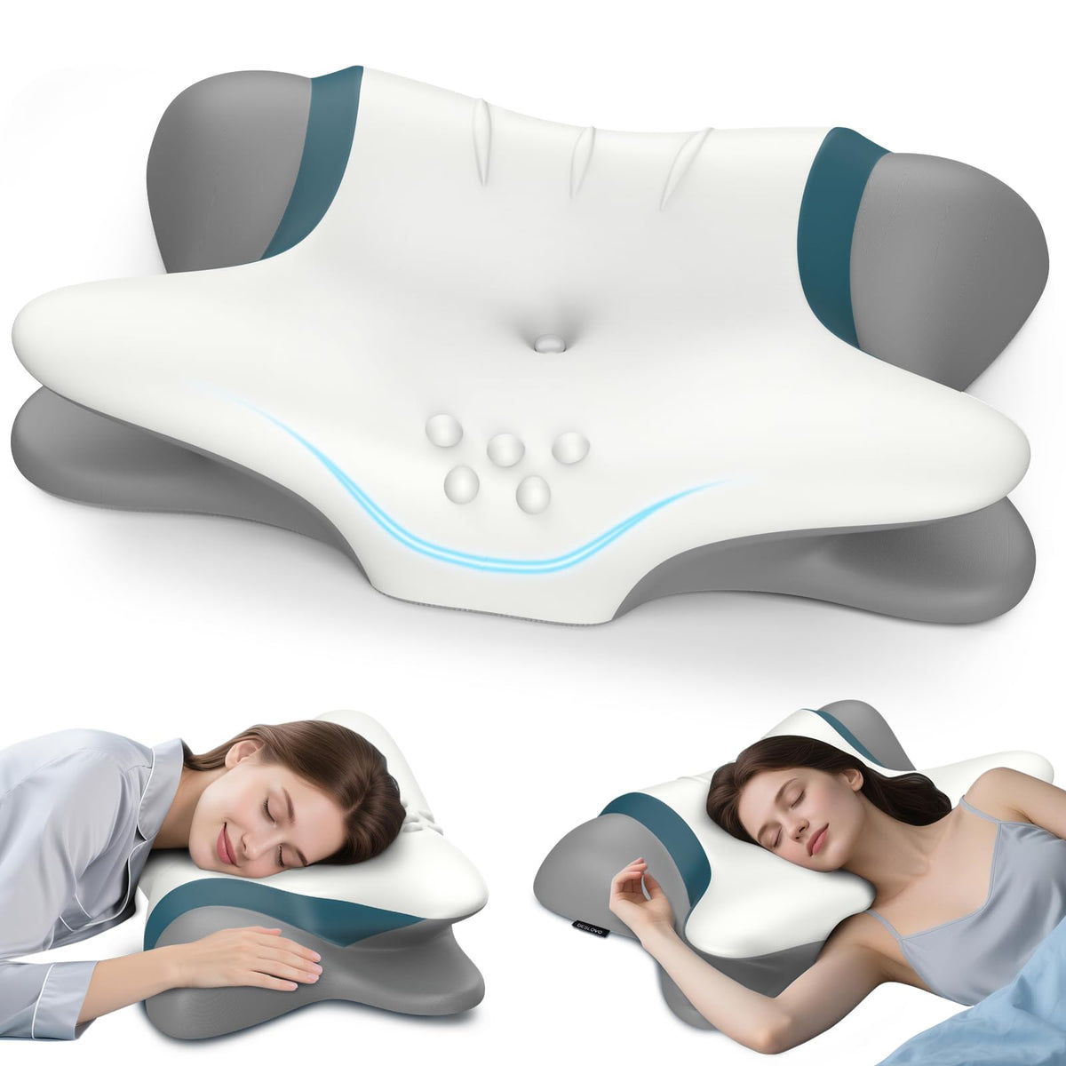 Beslovo cervical neck pillow side-sleeper design for focused neck support.
