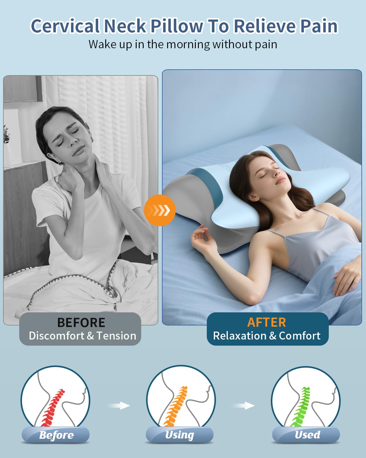 Beslovo contour memory foam pillow contours to neck curves for personalized comfort