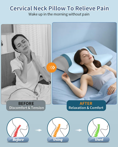 Beslovo contour memory foam pillow contours to neck curves for personalized comfort