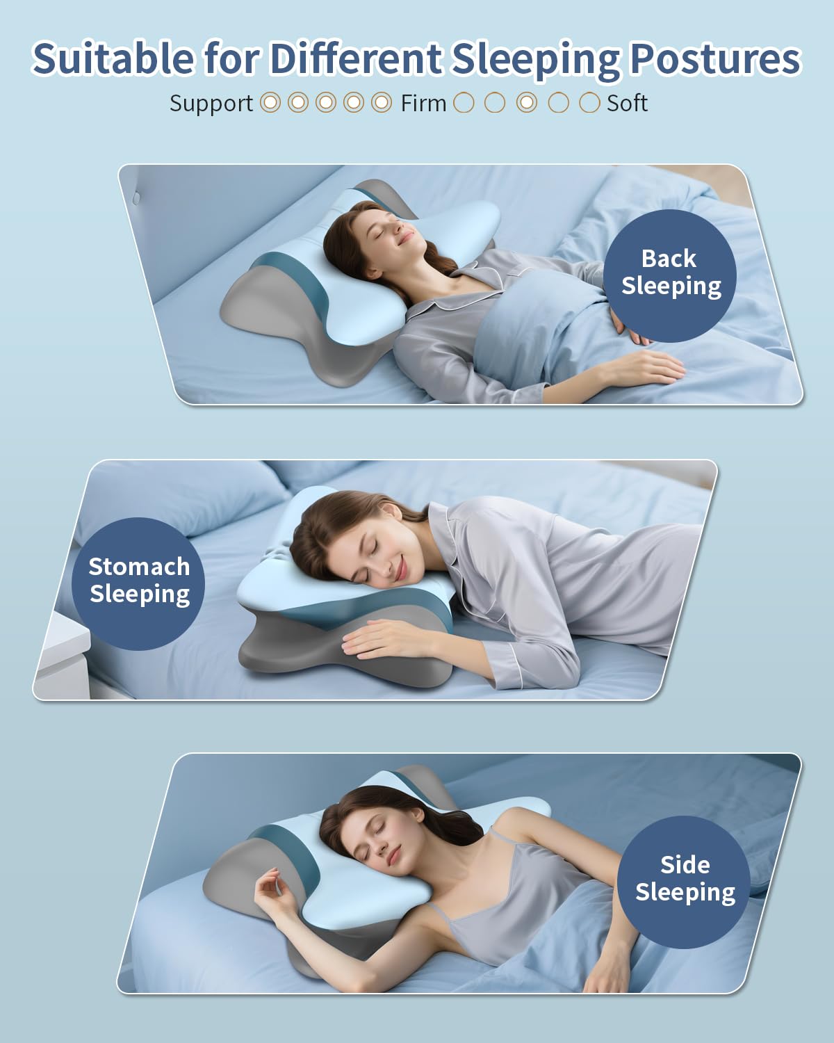 Beslovo ergonomic side-sleeper pillow suits various sleeping styles