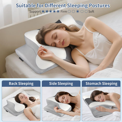 Bespillow ergonomic pillow suitable for side, back, and stomach sleeping.