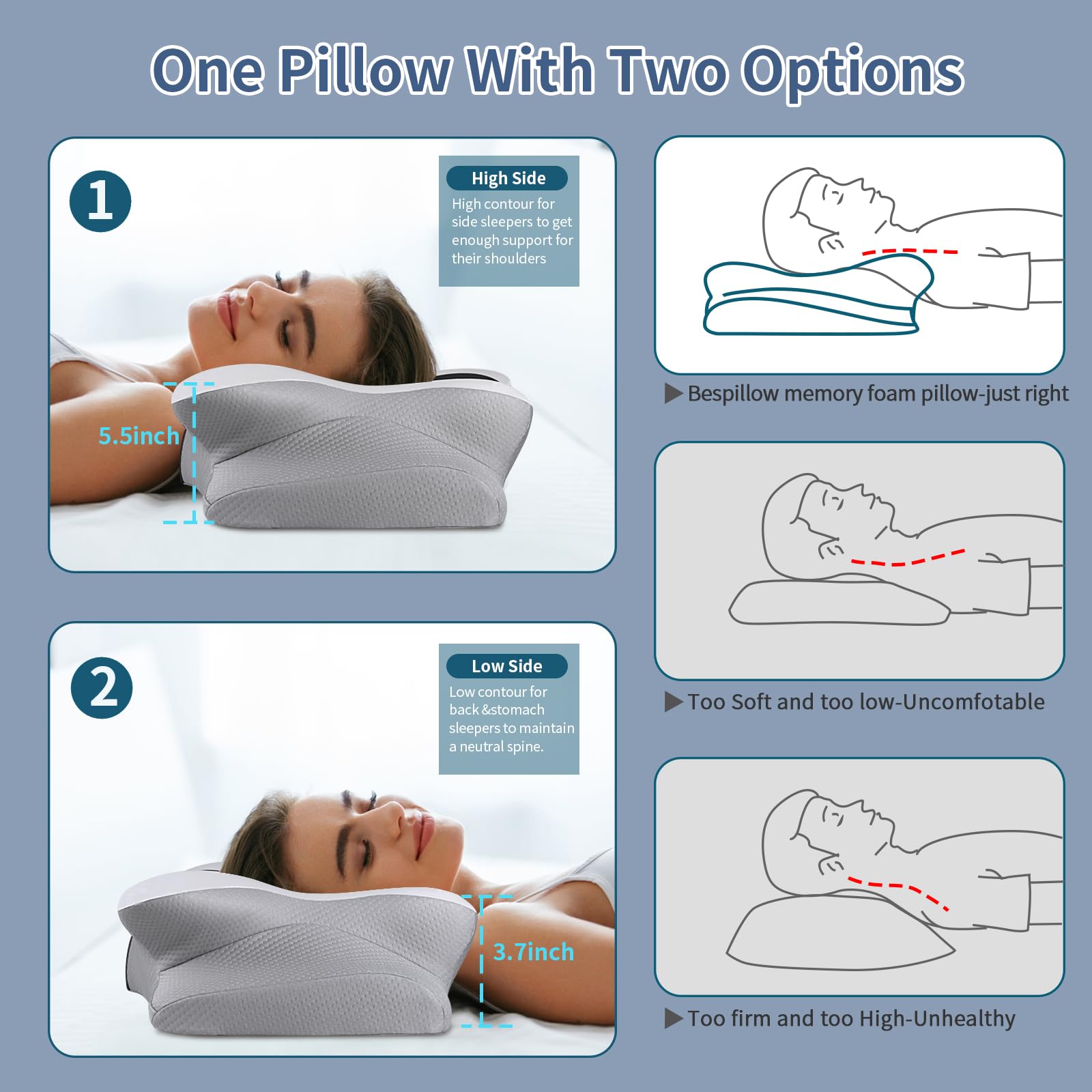 Bespillow armrest area supports unrestricted arm positioning during sleep.