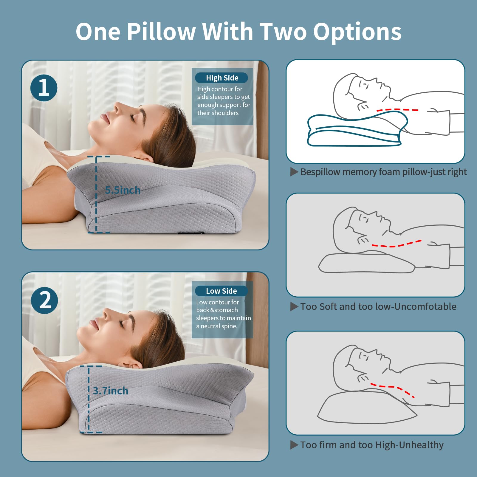 Bespillow Removable pillowcase with breathable cool cover for easy care