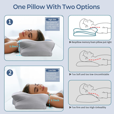 Bespillow cervical pillow removable machine-washable cover simplifies cleaning.