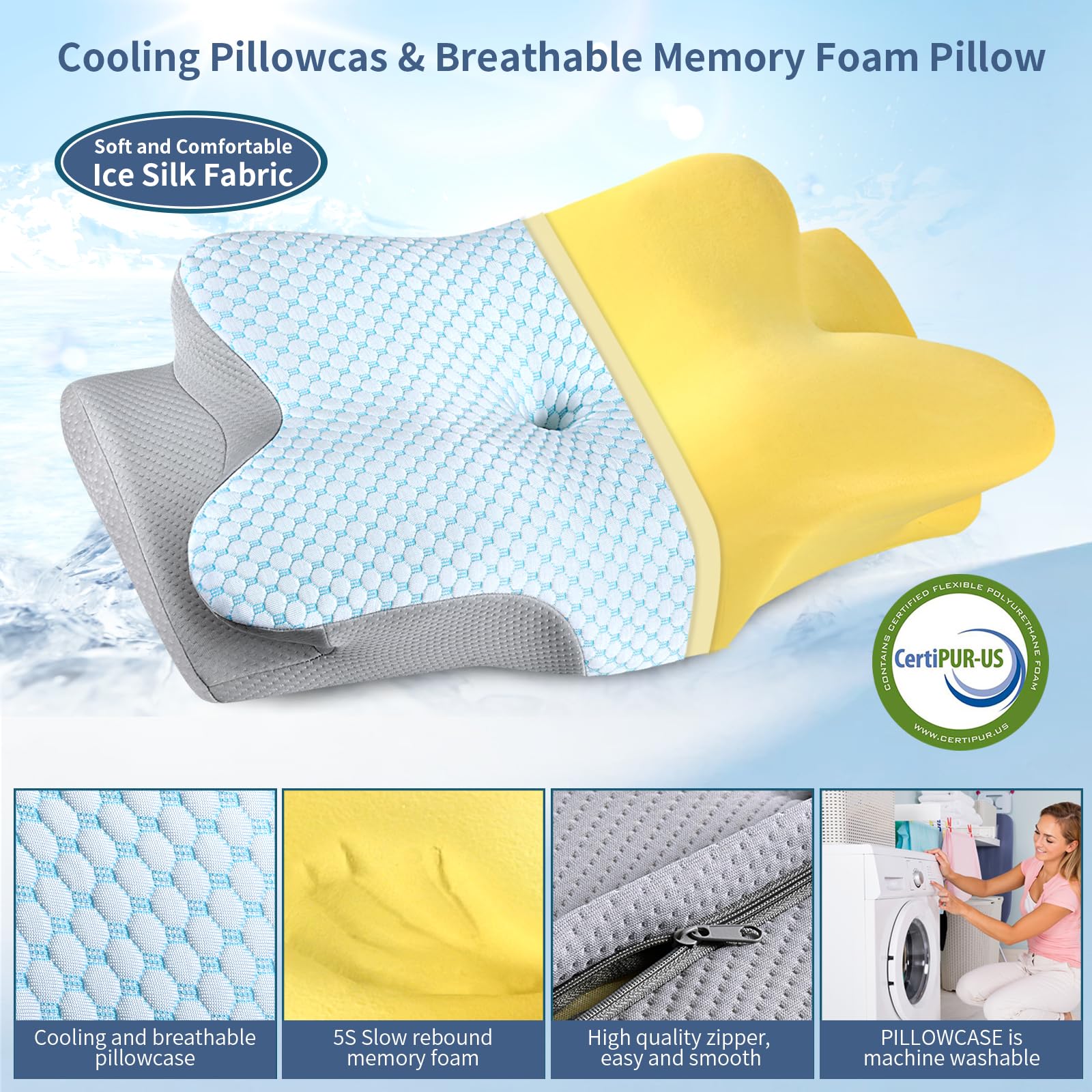 Bespillow dual-height rotation showcases two sleep positions for personalized comfort.