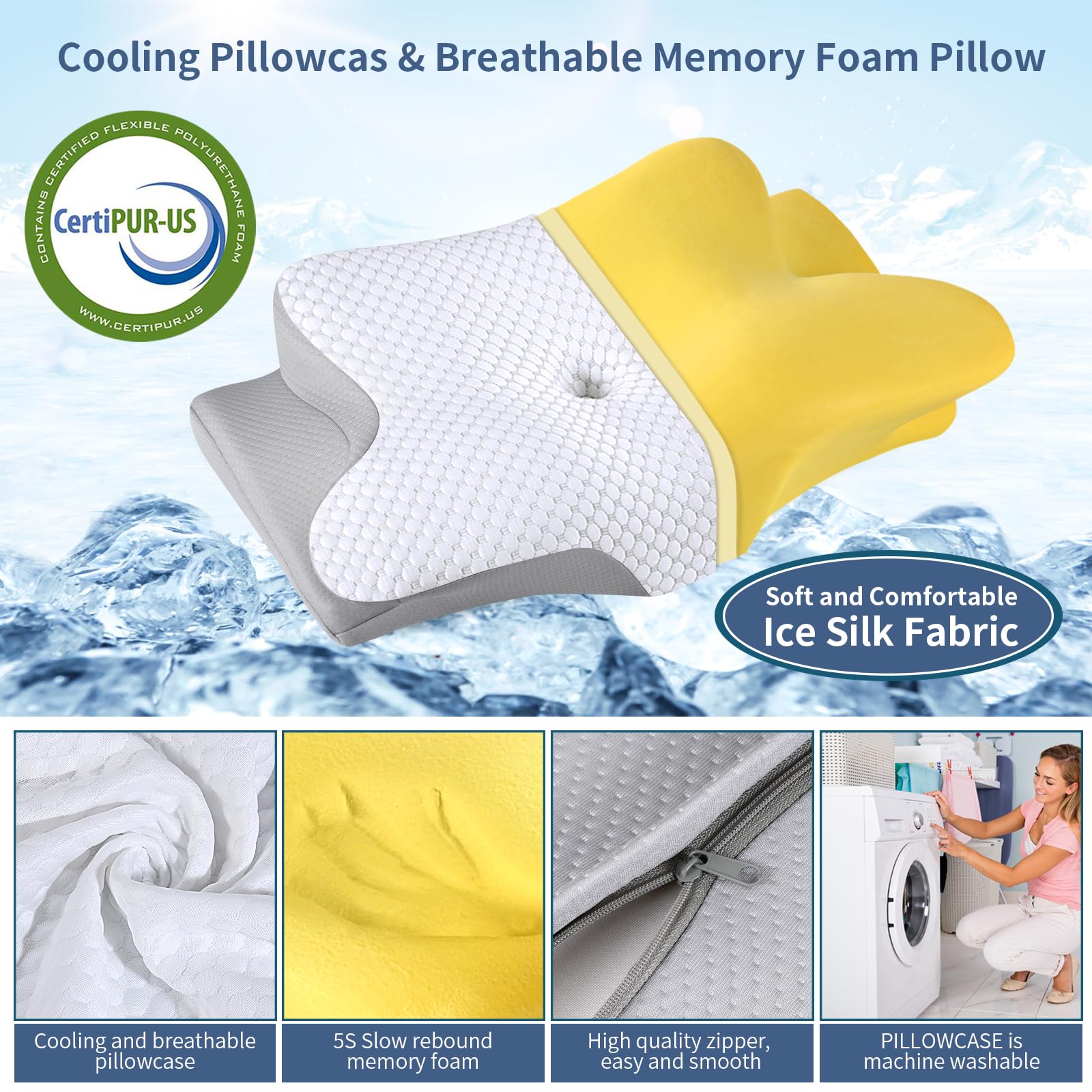Bespillow memory foam contour pillow offering adaptive neck support.