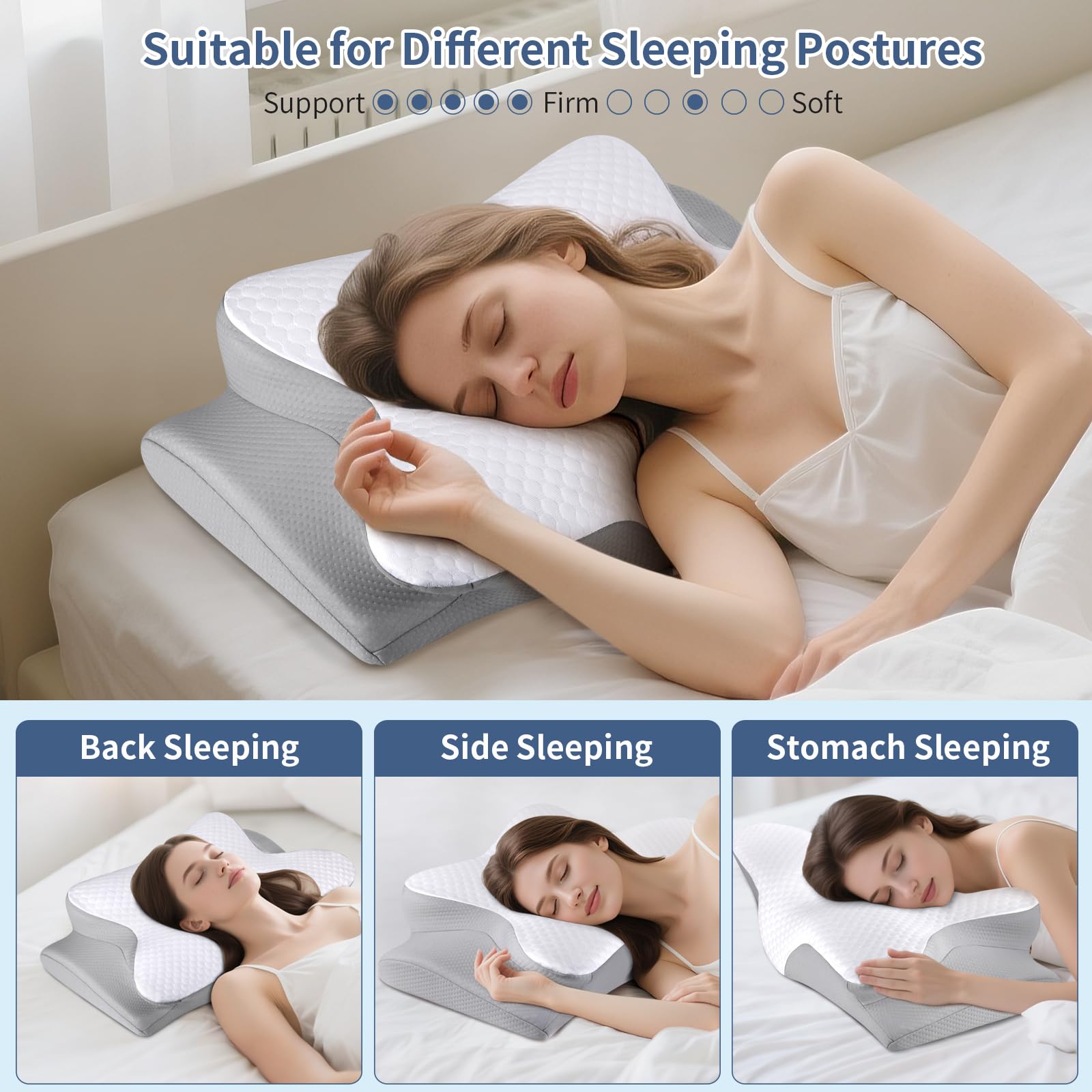 Pillowcase is removable and machine washable for easy cleaning.