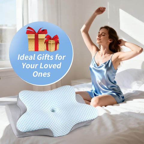 Bespillow sleeping scene in a bedroom showing cool, comfortable neck support.