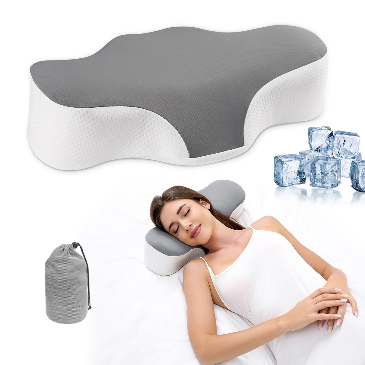Bespilow camping pillow with ergonomic neck support for travel comfort
