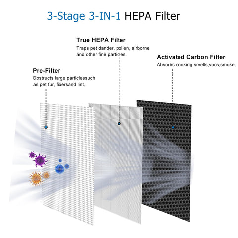 BesReyDa MA25 True HEPA 13 filter for high-efficiency filtration.