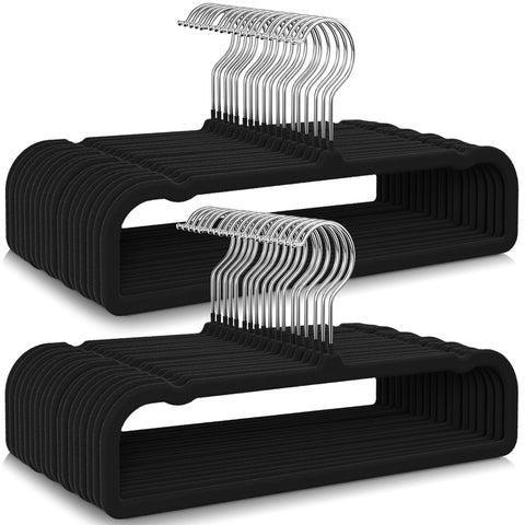 Besslly black velvet non-slip hanger grips delicate fabrics and prevents slipping