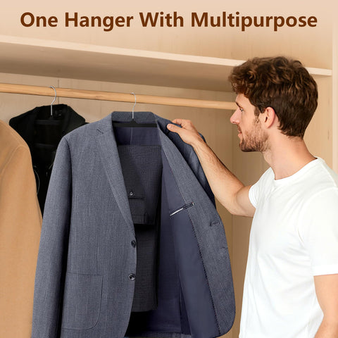 Besslly durable flocked velvet hanger resists snagging with sturdy construction