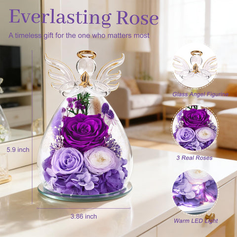 Bessol preserved rose with warm LED glow enhances cozy ambience.