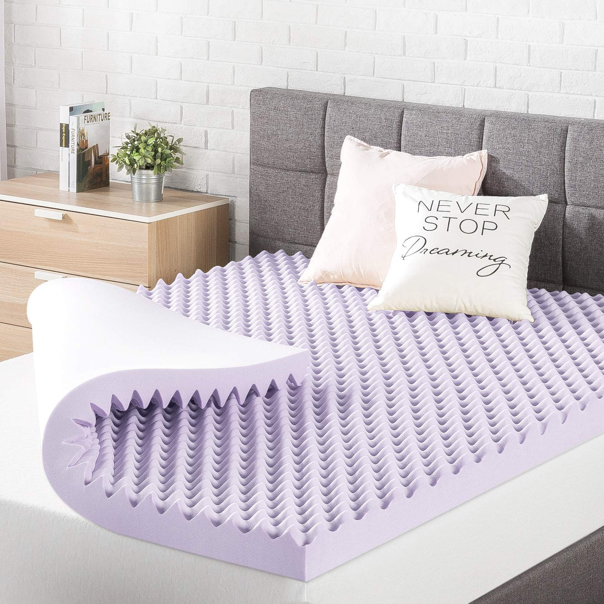 Best Price Mattress 3-inch egg crate topper improves airflow for cooler sleep.