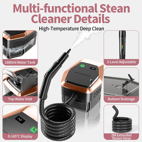 Bestbuy8 steam cleaner with 15s heat-up offers quick steam activation.