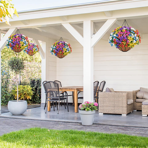 Besteek coconut-shell basket detail for porch display, durable and stylish