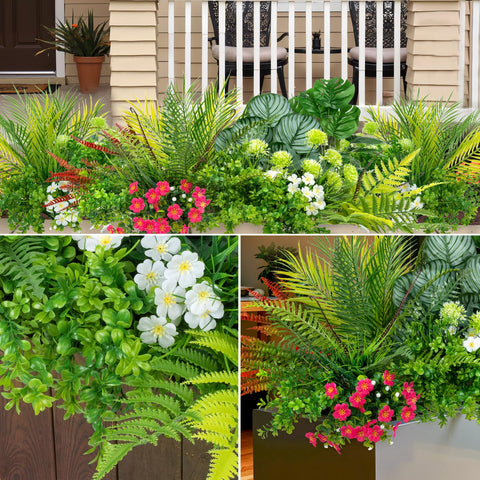 Besteek faux shrubs for porch decor enhance curb appeal with realistic texture.