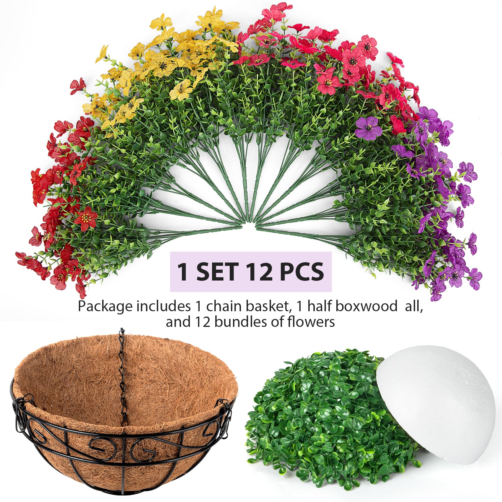 Besteek hanging flower basket assembly for quick DIY decoration