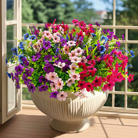 Besteek indoor living room decor with mixed blooms.