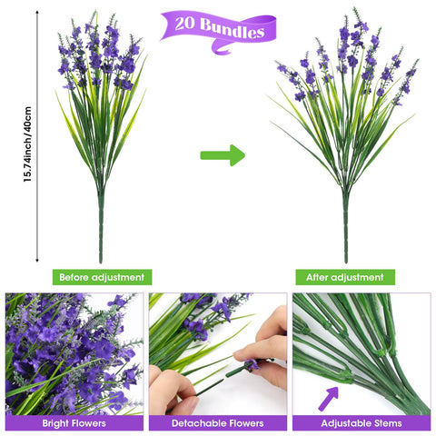 Besteek lavender flowers UV-resistant silk stay vibrant outdoors.