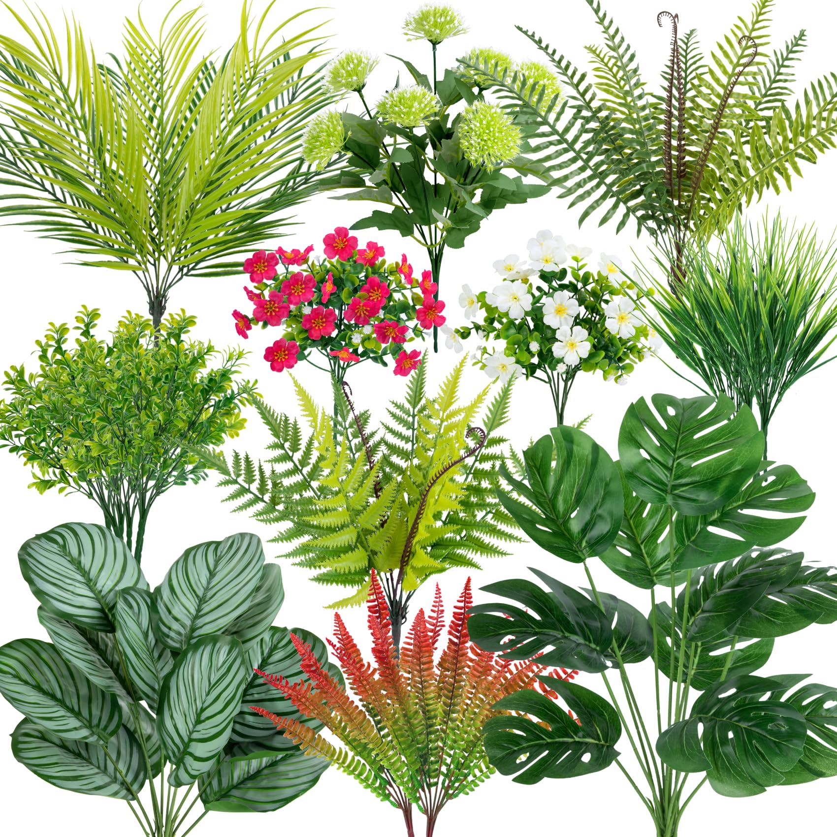 Besteek outdoor artificial plants fern stems for durable, low-maintenance patio decor.