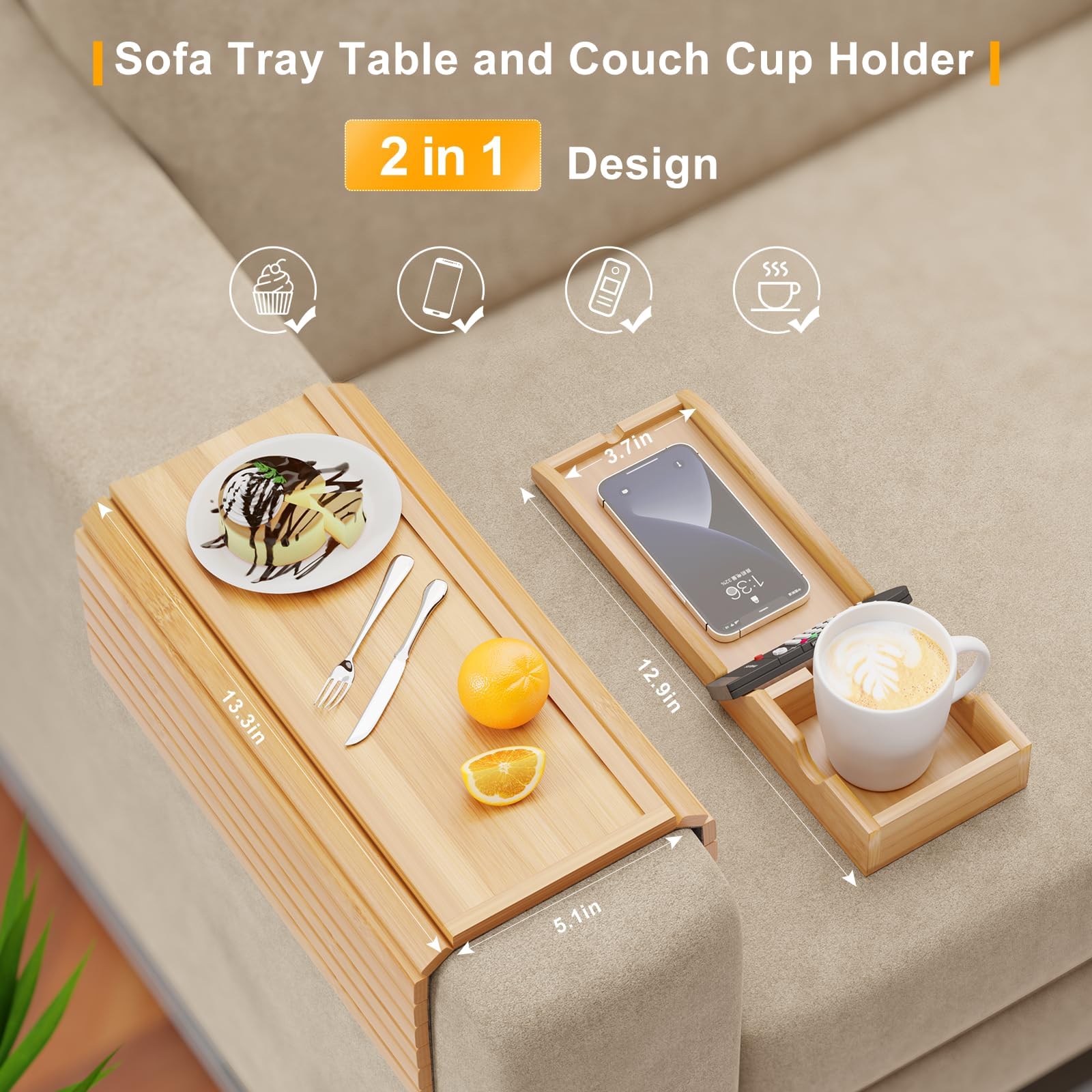 Bestjing anti-slip couch tray pad protects upholstery and prevents spills.