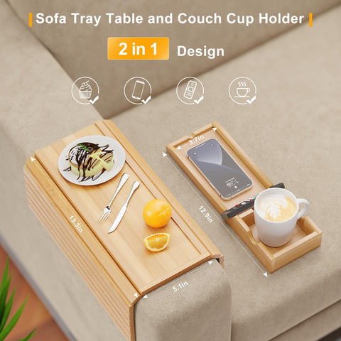 Bestjing anti-slip couch tray pad protects upholstery and prevents spills.