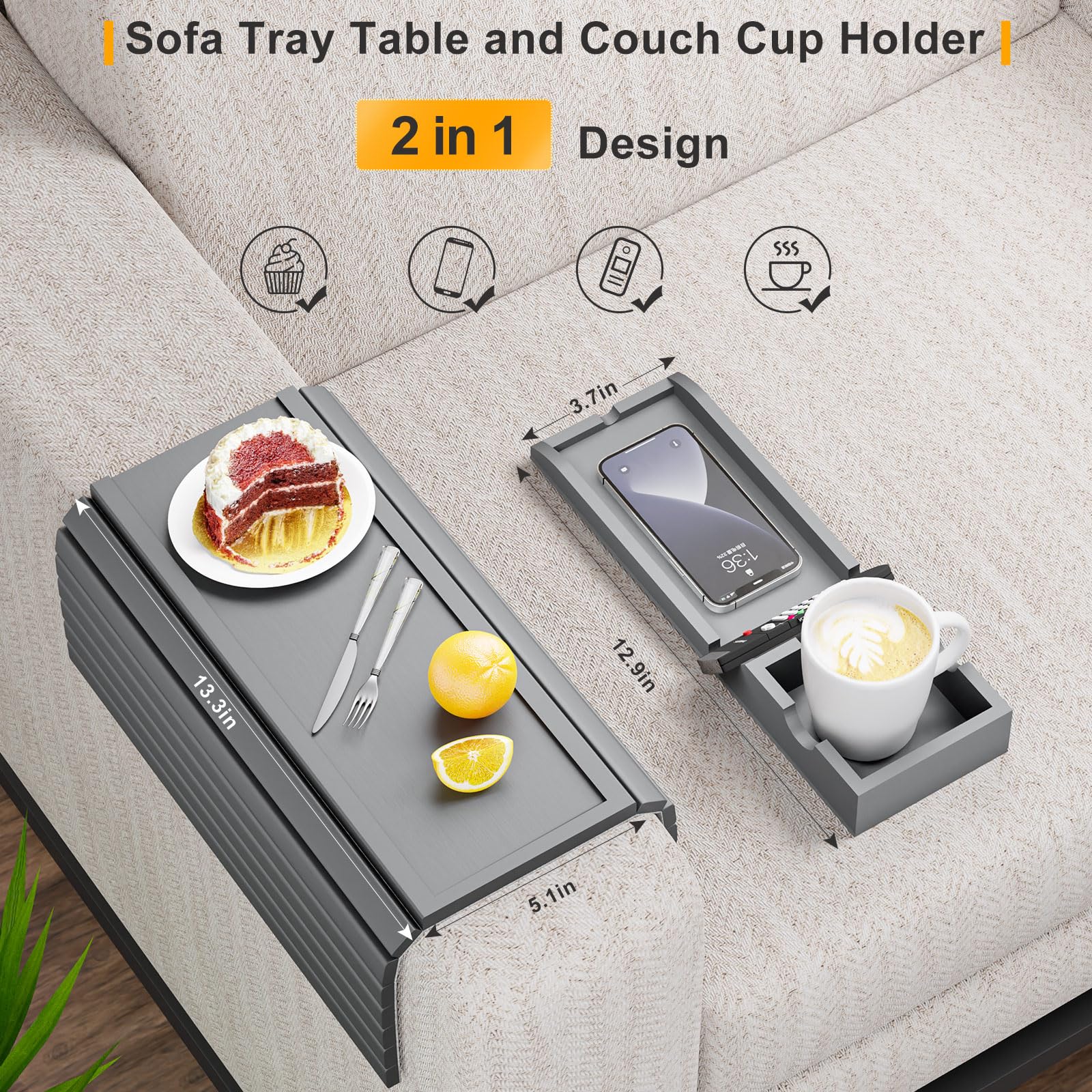 Bestjing armrest table with detachable cup holder for flexible use.