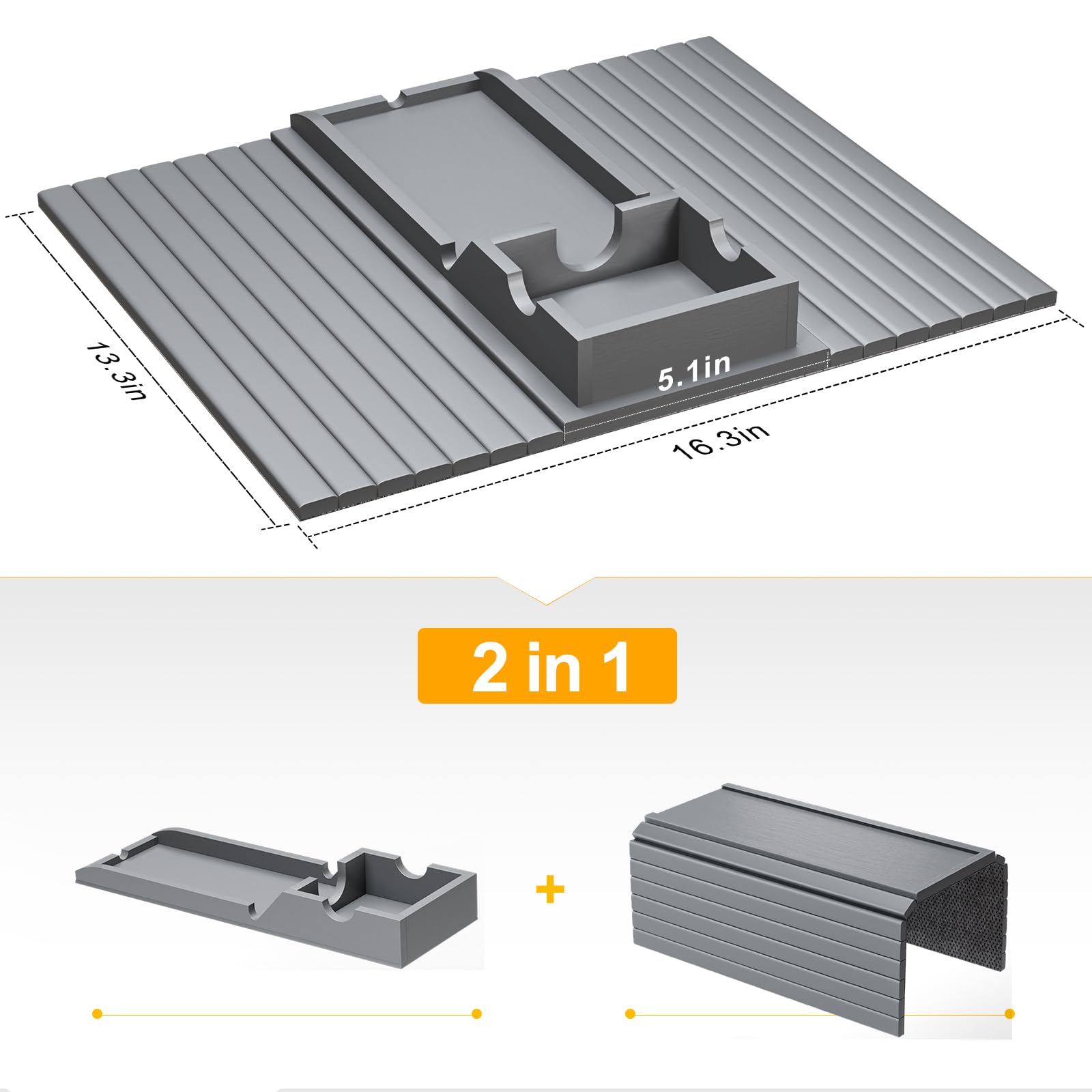 Bestjing gray sofa arm table complements modern living rooms.