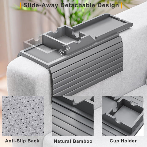 Bestjing two-in-one foldable sofa tray adds extra surface on the arm.