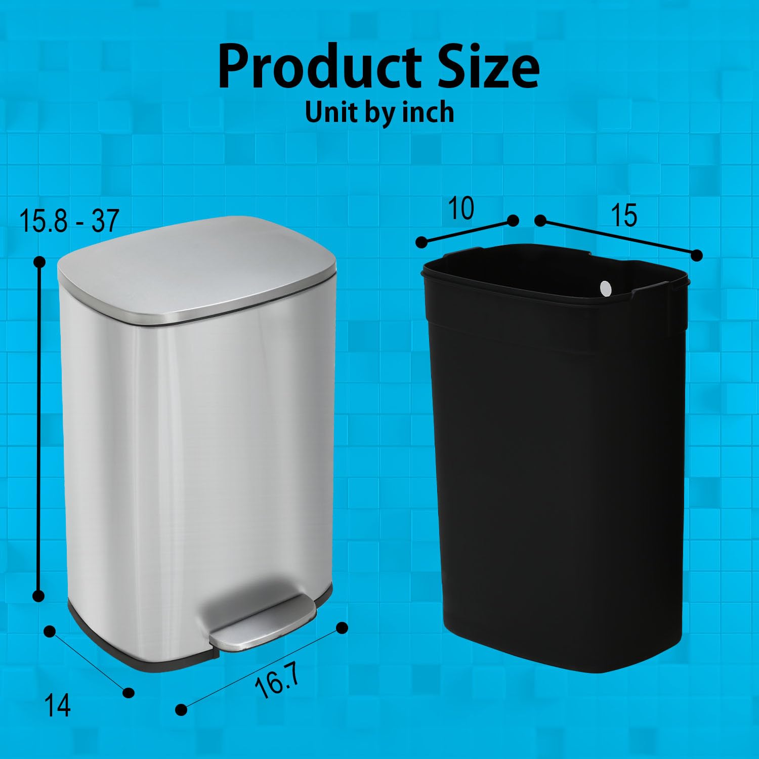 BestMassage odor-control trash can keeps spaces fresh with tight-fitting lid.