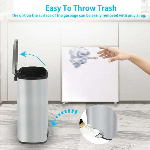 BestMassage trash can with foot pedal enables hands-free disposal.